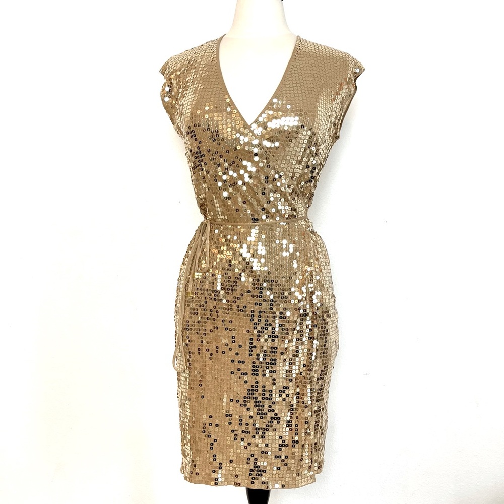 MICHAEL Michael Kors Gold Sequin Midi Dress
